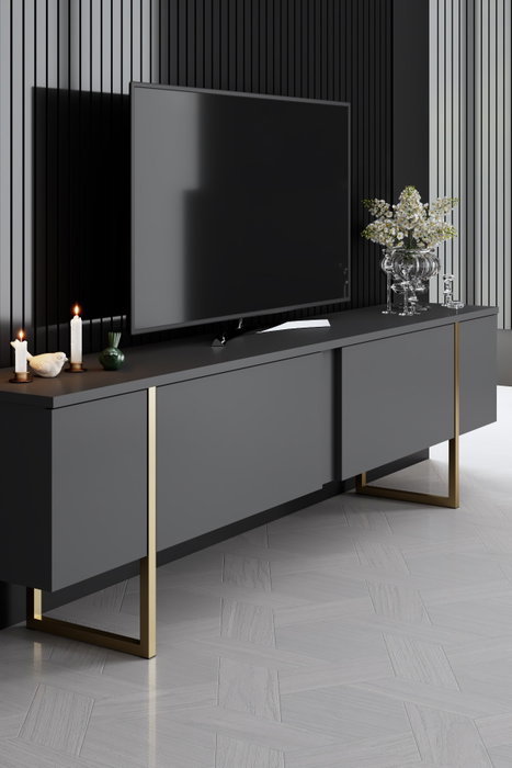 Hanah Home Conjunto de muebles de salón Luxe, Antracita y Oro
